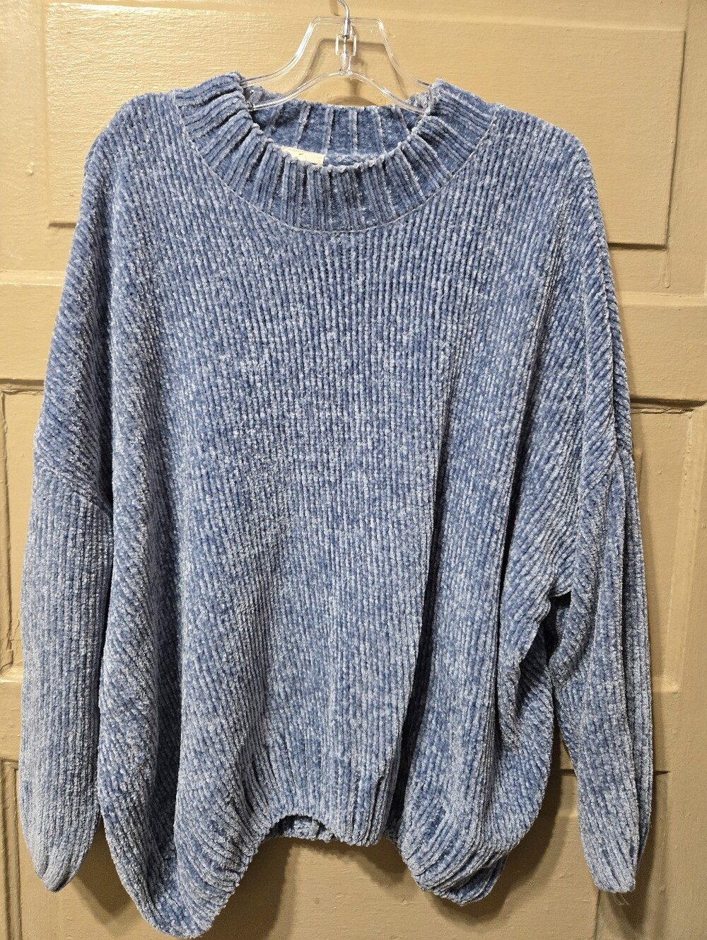 World Market Oversized Dusty Blue Chenille Sweater One Size